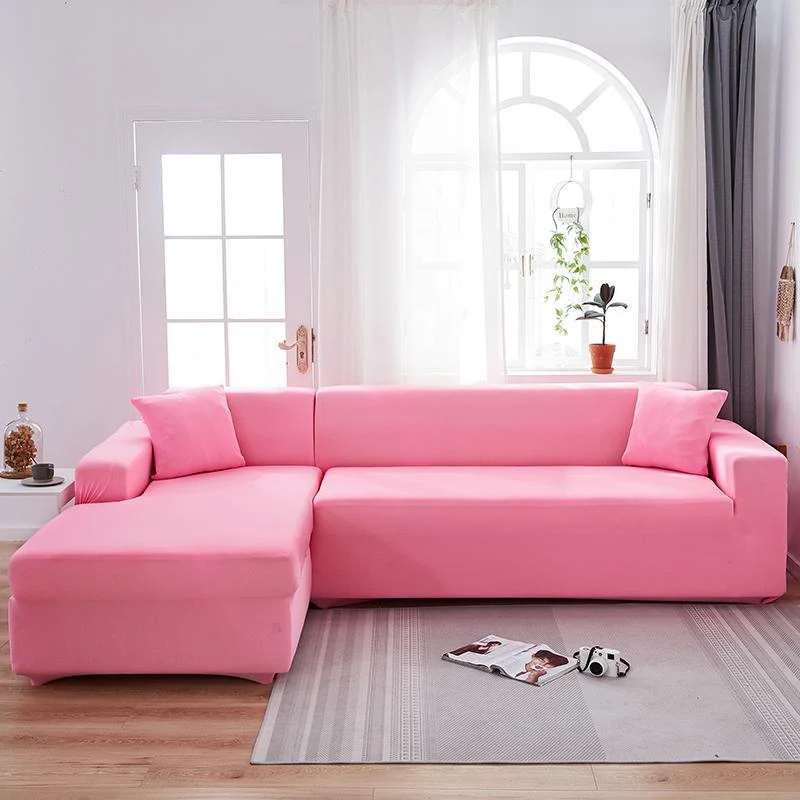 Housse de Canapé d'Angle Rose Clair