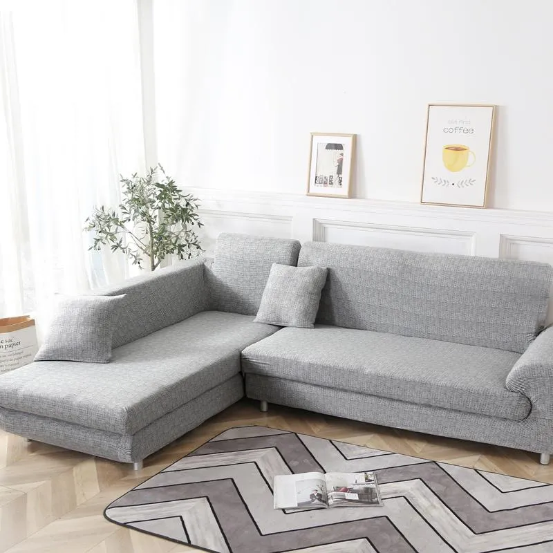 Housse de Canapé d'Angle Universelle Gris chiné
