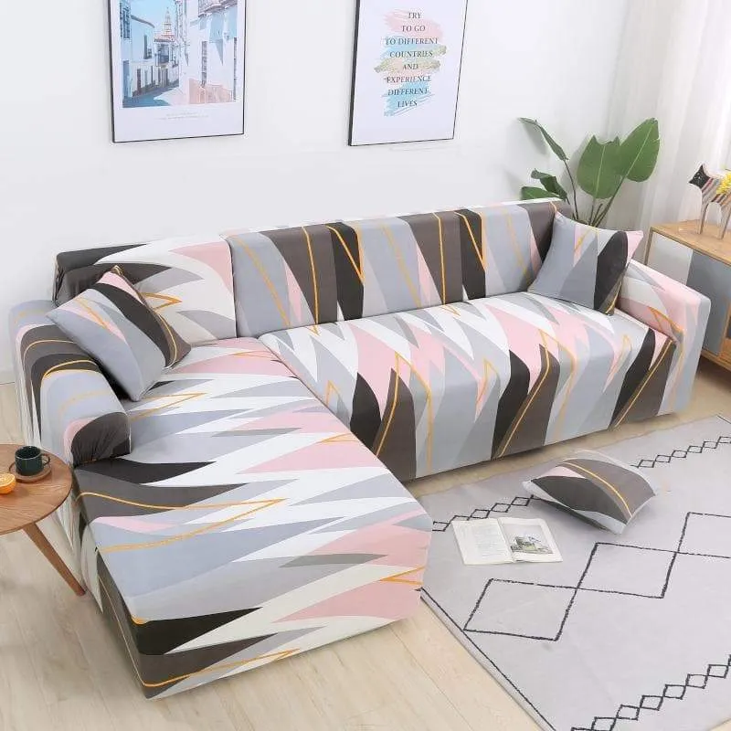 Housse de Canapé d'Angle Grey Stripes