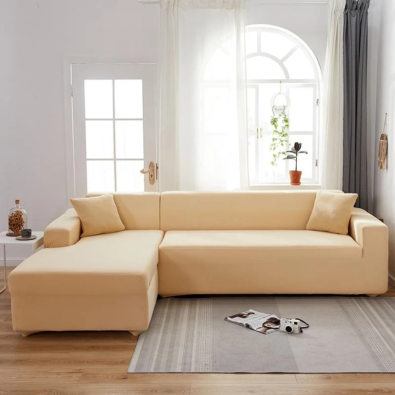 Housse de Canapé d'Angle Beige