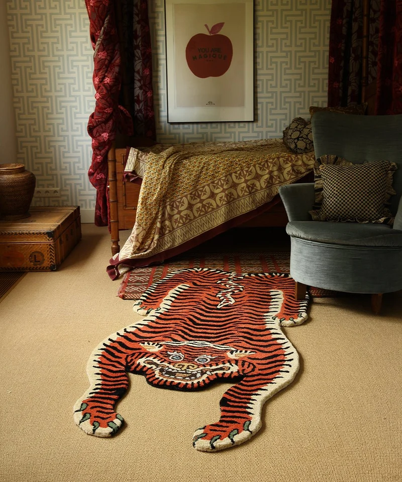 Santana tiger tæppe i uld – Doing Goods