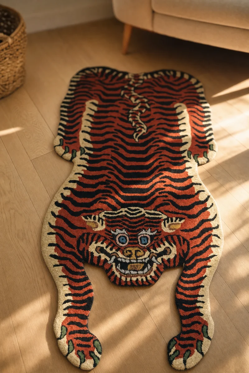 Santana tiger tæppe i uld – Doing Goods