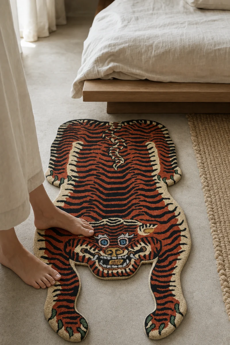 Santana tiger tæppe i uld – Doing Goods