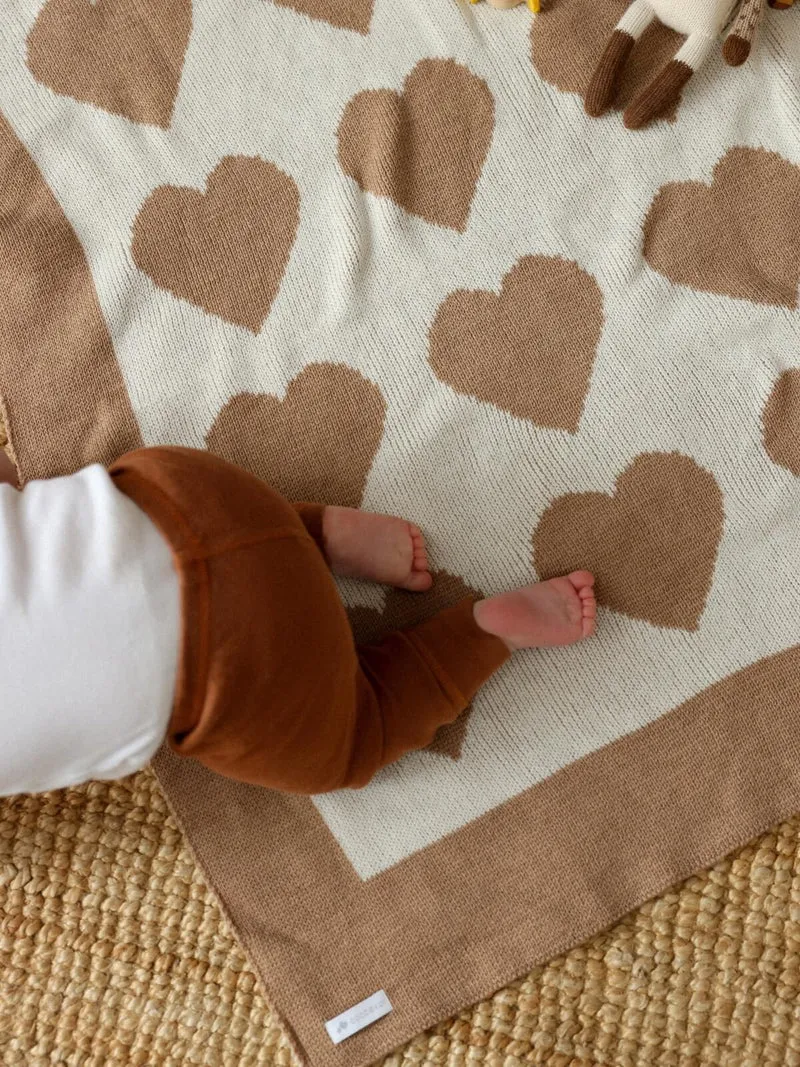 Couverture bébé COEURS Mérinos
