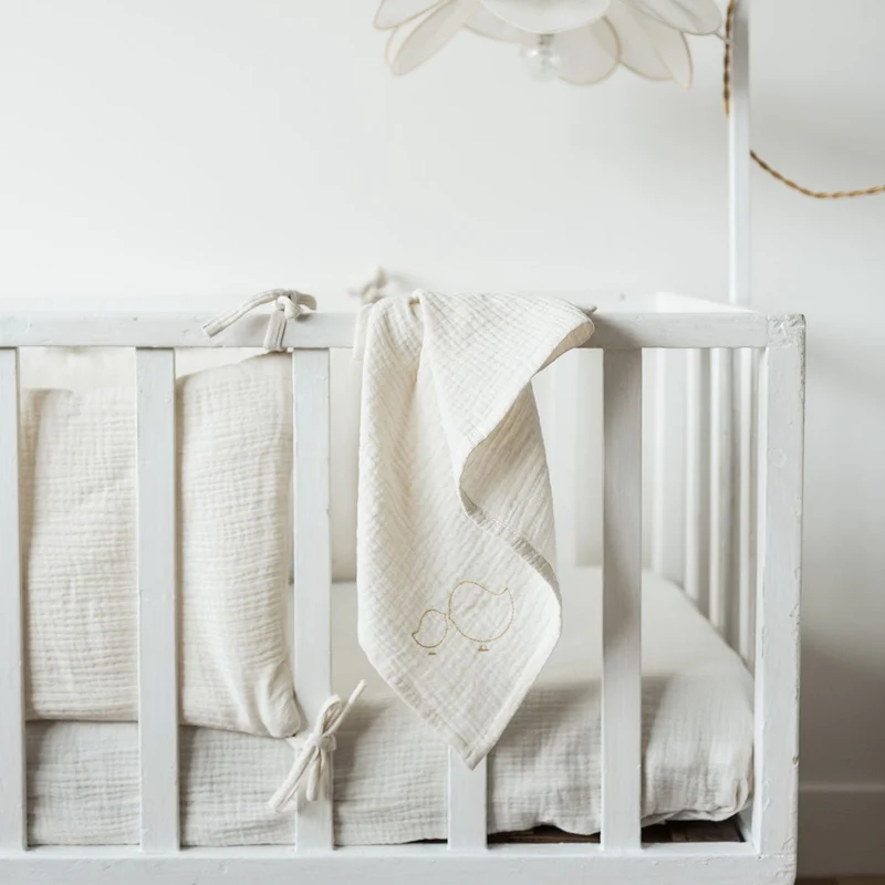 Drap housse bébé gaze de coton ECRU