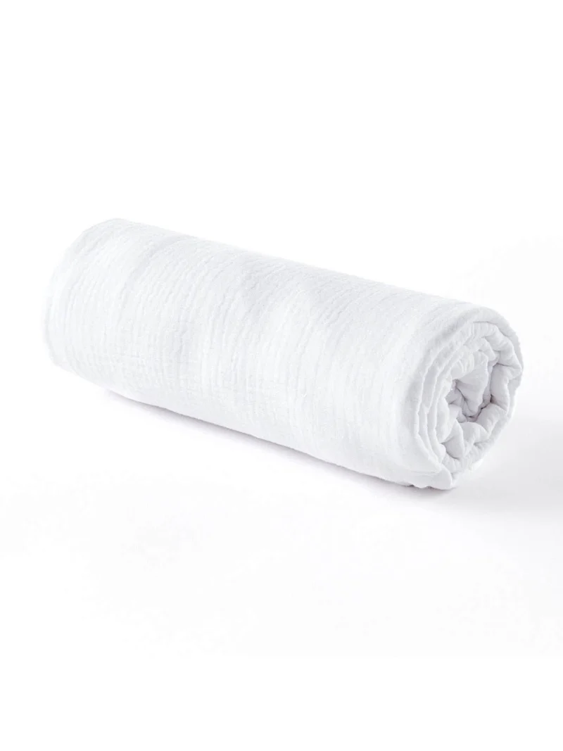 Drap housse bébé gaze de coton BLANC