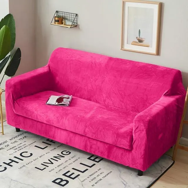 Housse de Canapé Rose Fuchsia Velours