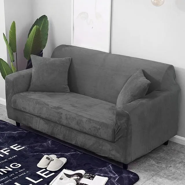 Housse de Canapé Gris Anthracite Velours