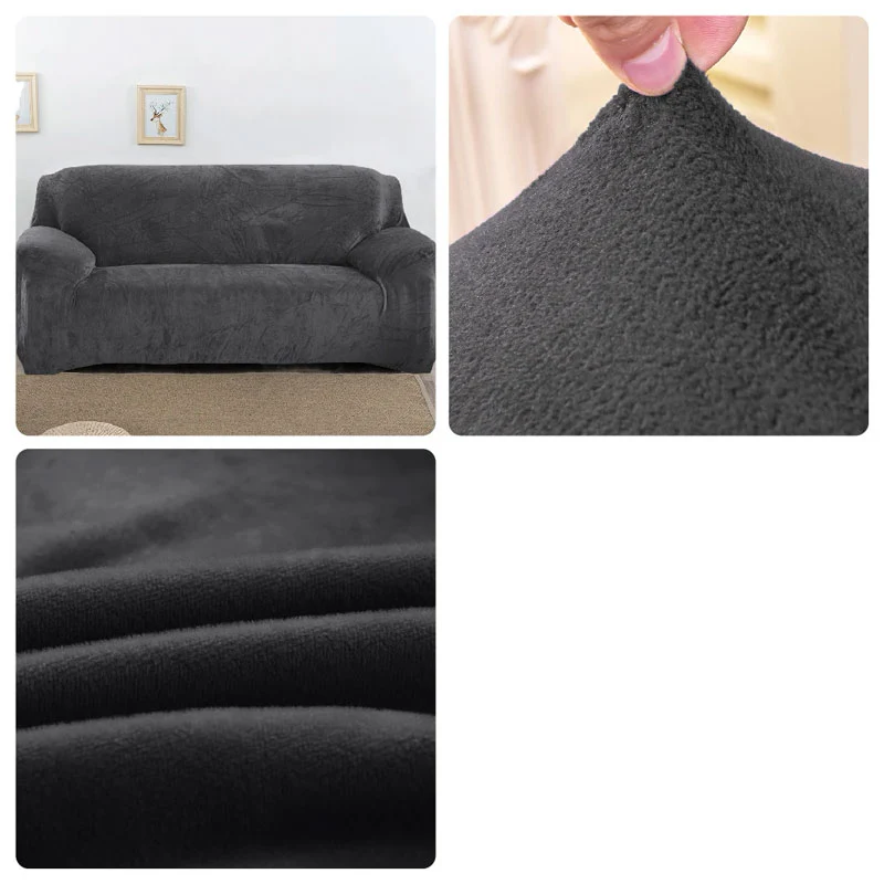 Housse de Canapé Gris Anthracite Velours