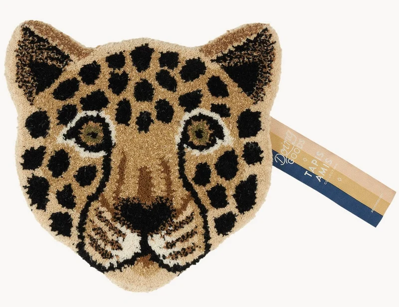 Leopardhoved tæppe i uld – Doing Goods