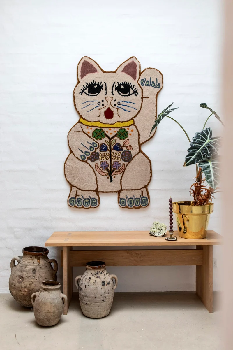 Lucky cat tæppe i uld – Bongusta