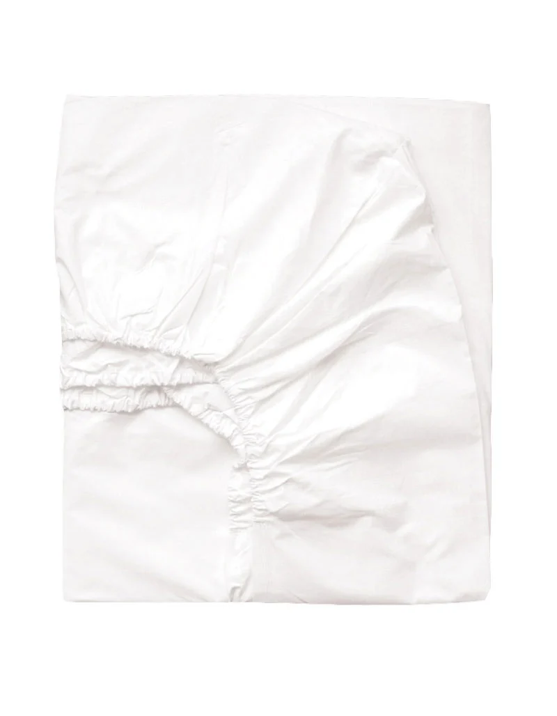 Drap housse BLANC satin 150 fils - Bonnet 35 cm