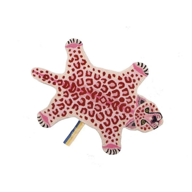 Pink leopard tæppe i uld – Doing Goods
