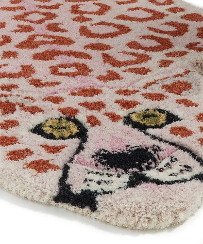 Pink leopard tæppe i uld – Doing Goods