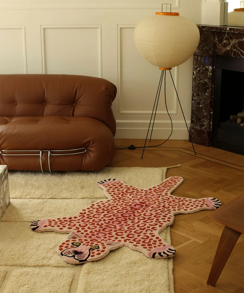 Pink leopard tæppe i uld – Doing Goods