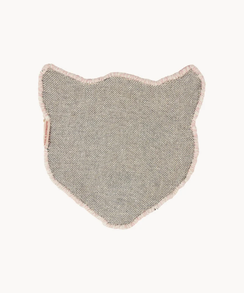 Pink leopardhoved tæppe i uld – Doing Goods