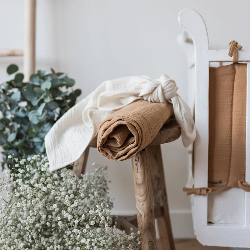 Drap housse bébé gaze de coton ECRU