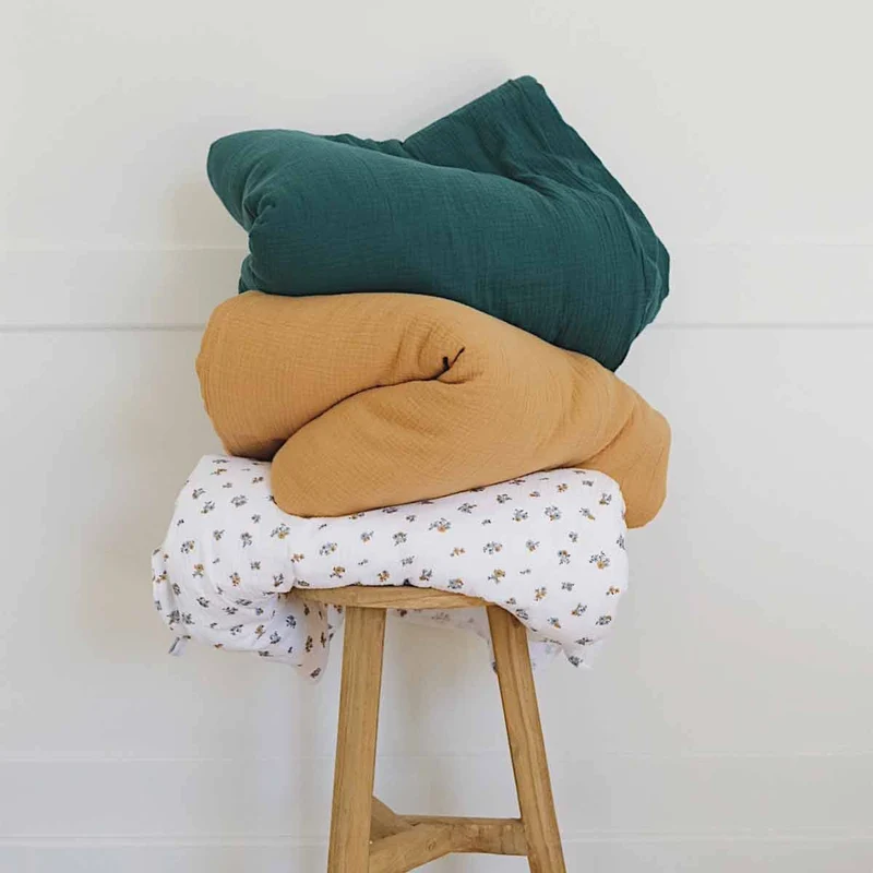 Housse de couette bébé gaze de coton VERT SAPIN