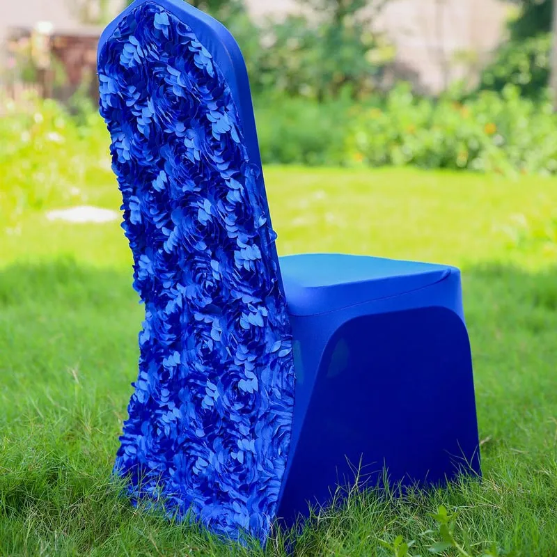 Housse de Chaise de Mariage Fleurs Bleu
