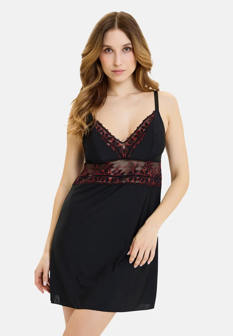 Ensemble Mélodie Noir & Rouge avec nuisette