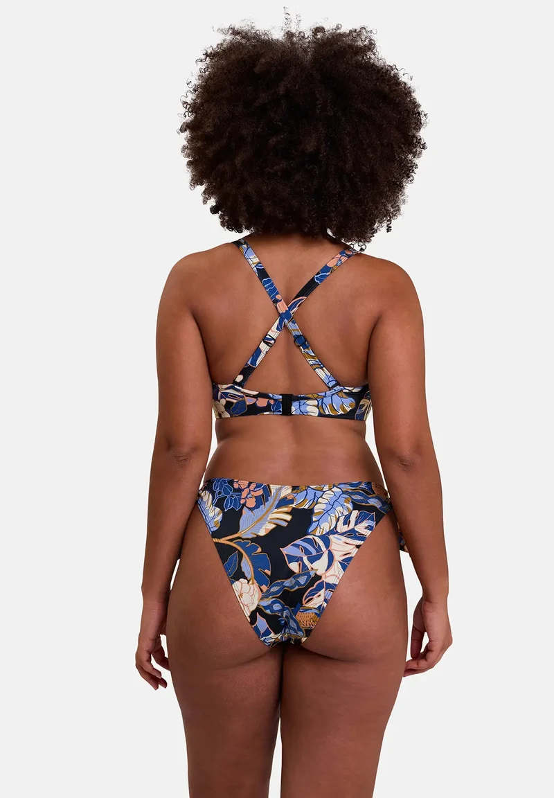 Haut de maillot bandeau Fidji Imprimé Exotique Noir