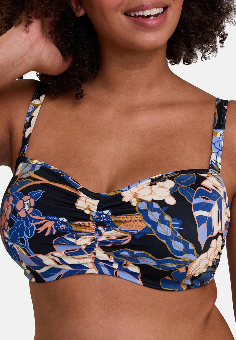 Haut de maillot bandeau Fidji Imprimé Exotique Noir