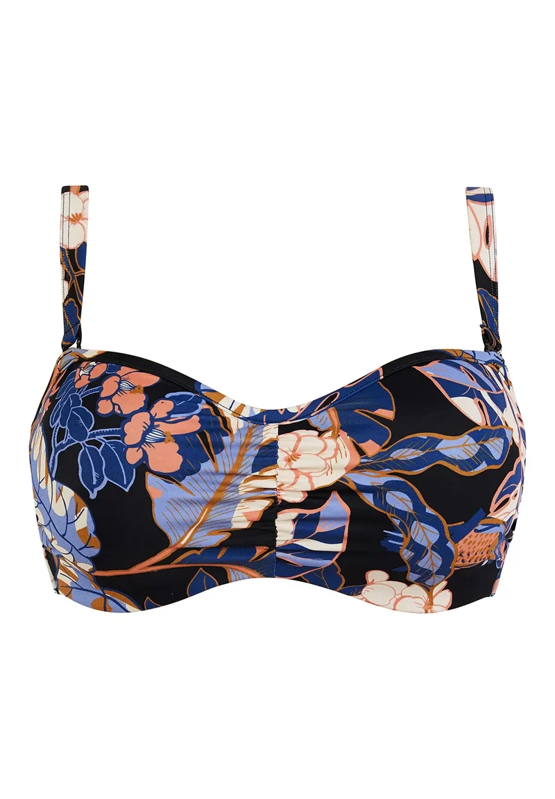 Haut de maillot bandeau Fidji Imprimé Exotique Noir