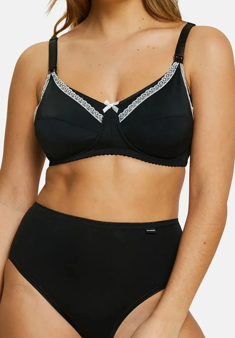 Soutien-gorge d'allaitement sans armatures New Caresse Noir/Ivoire