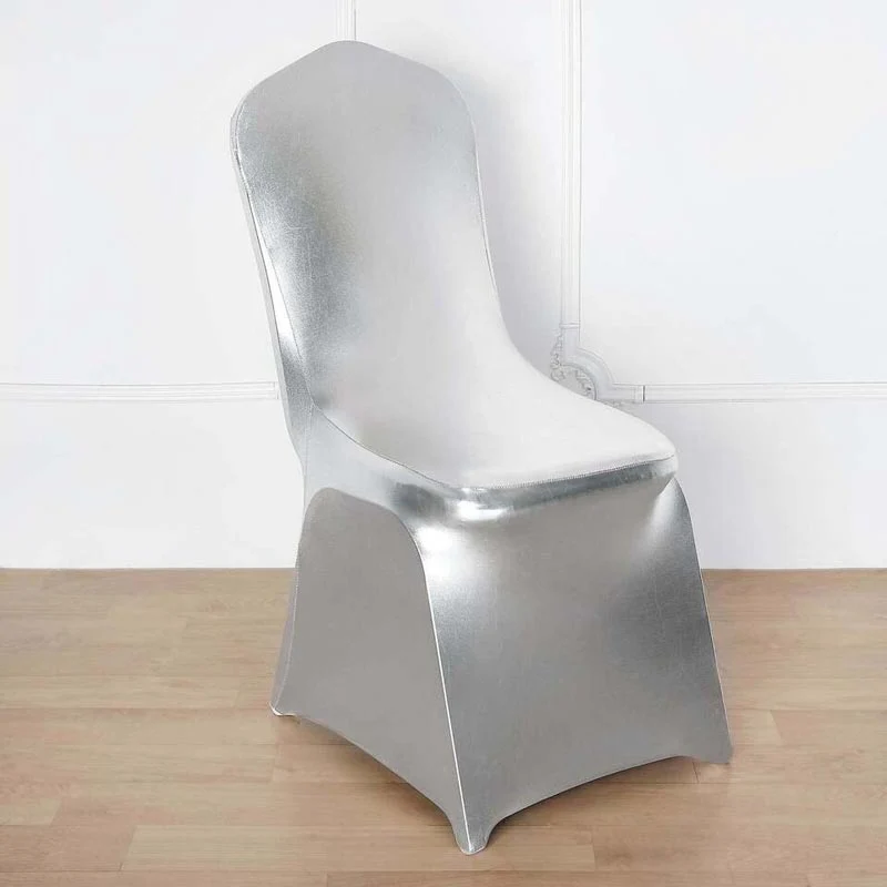 Housse de Chaise de Mariage Argent Métallique