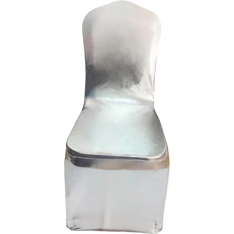 Housse de Chaise de Mariage Argent Métallique