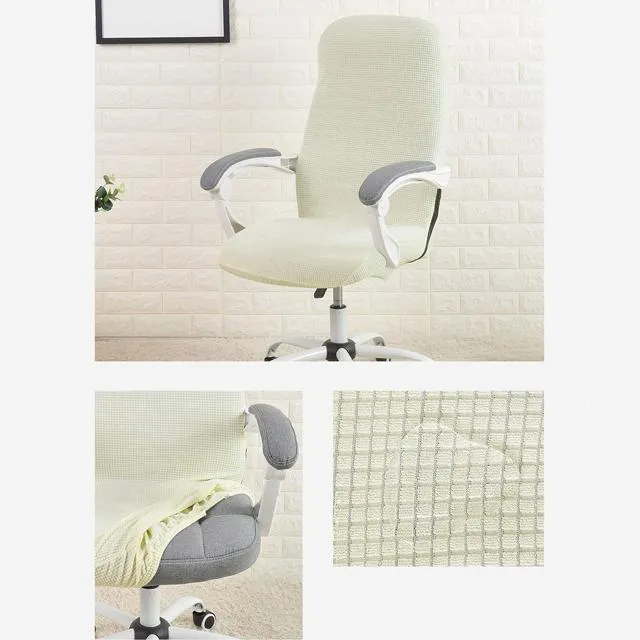 Housse de Chaise de Bureau Jacquard Blanche
