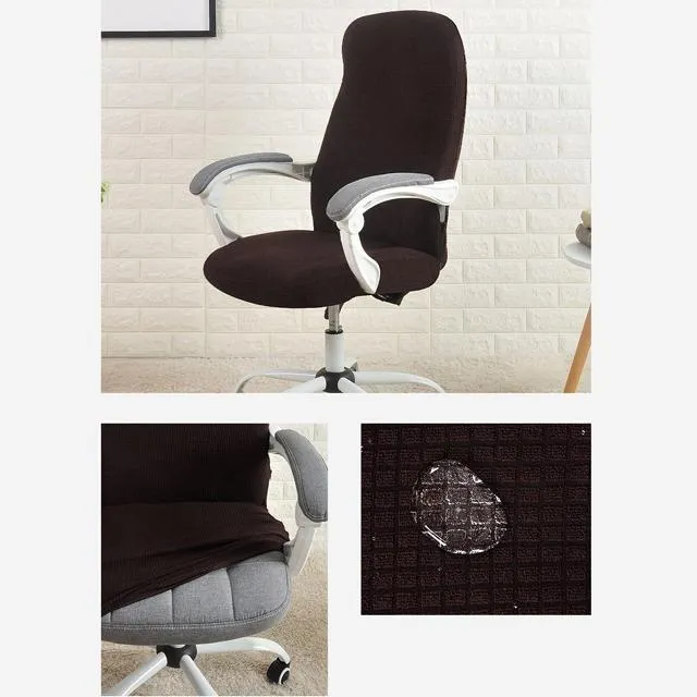 Housse de Chaise de Bureau Jacquard Marron Foncé