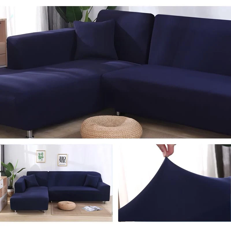 Housse de Canapé d'Angle Bleu Marine