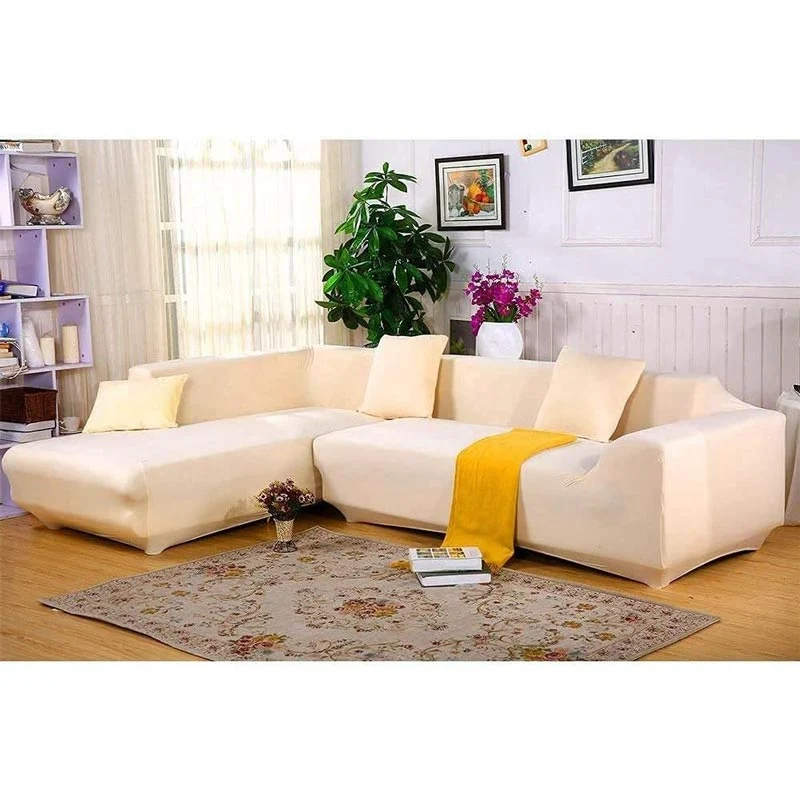 Housse de Canapé d'Angle Beige