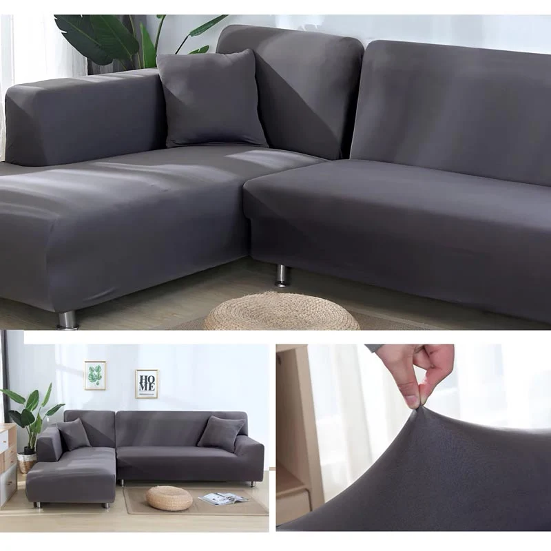 Housse Canapé d'Angle Gris Anthracite