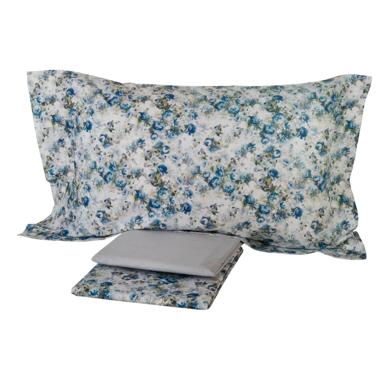Completo Lenzuola in Percalle Moon-flowers Mirabello Floreale