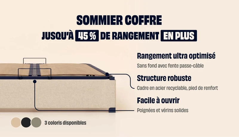 Pack Lit Coffre 5 étoiles - 90 x 200 cm