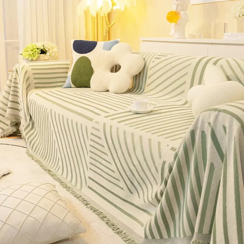 Plaid Canapé Chenille Stripes YBGreen
