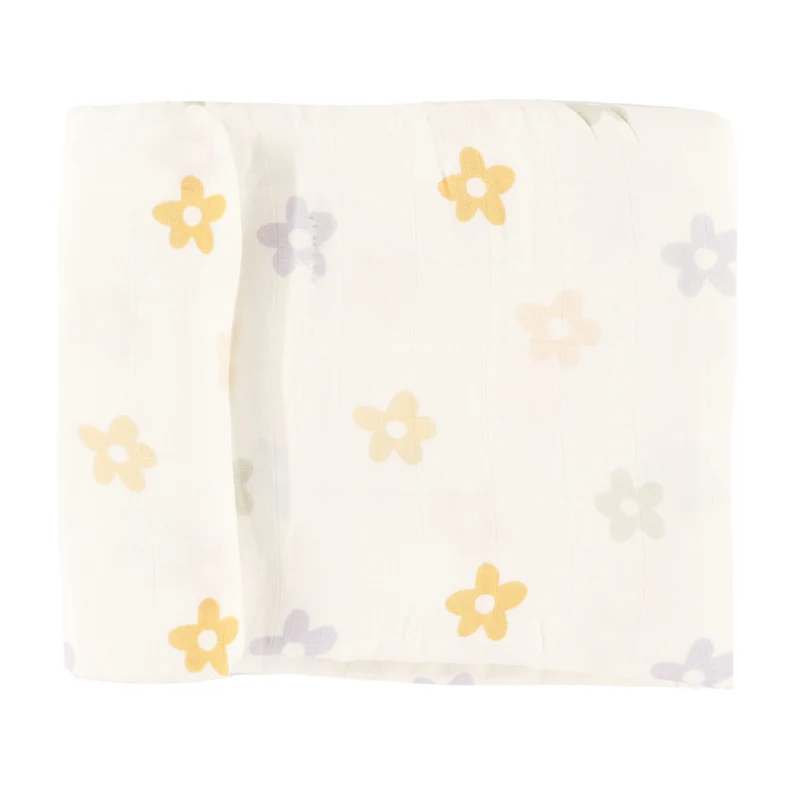 Couverture Mousseline Bambou - Fleurs