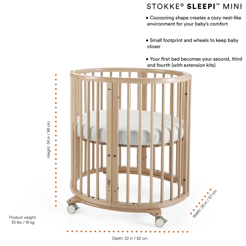 Mini Couchette Stokke® Sleepi™ V3 avec Matelas - Naturel