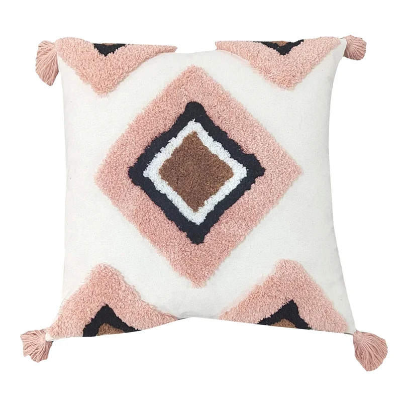 Coussin Texturé Losange Rose