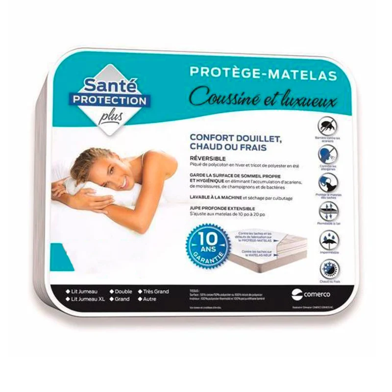 Protège-Matelas Coussiné Double + 2 Protège-Oreillers