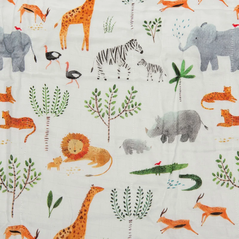 Drap Contour pour Lit de Bébé - Mousseline Bambou Safari