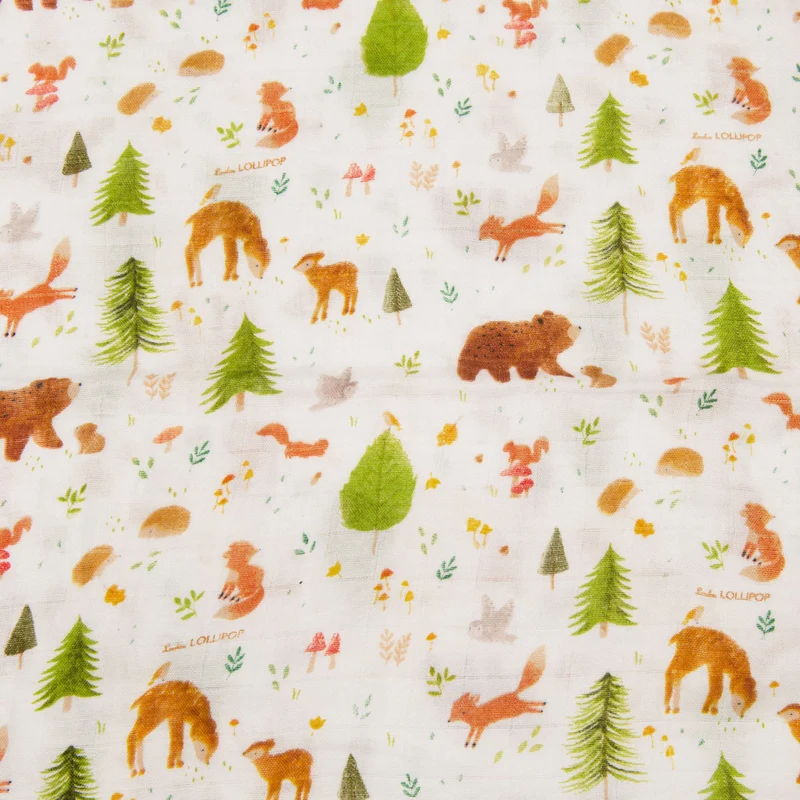 Drap Contour pour Lit de Bébé - Mousseline Bambou Amis de la Forêt