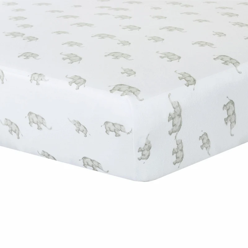 Drap Contour pour Lit de Bébé - Éléphant Gris