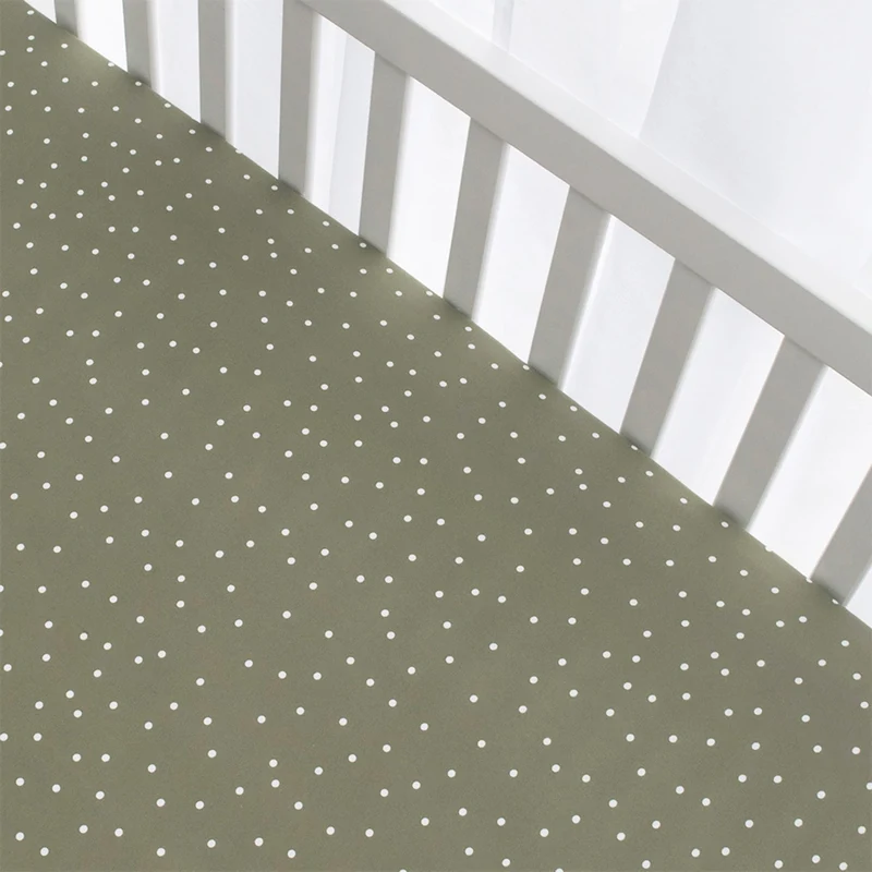 Drap Contour pour Lit de Bébé - Pois Olive
