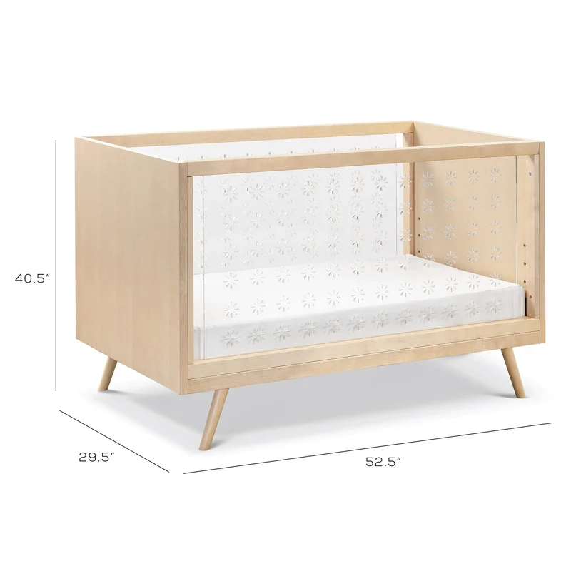 Couchette 3-en-1 Transparente Nifty - Acrylique / Bouleaux Naturel