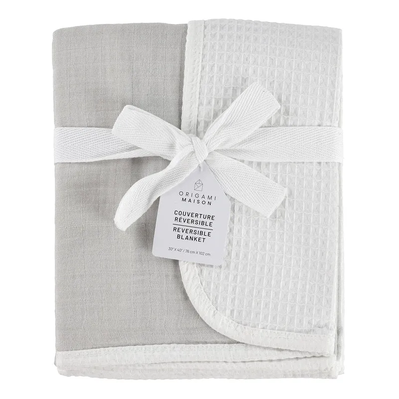 Couverture Mousseline Gaufré - Uni Gris