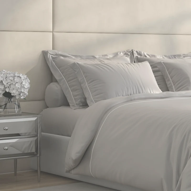 LOT DE DEUX TAIES PARIS SUR MESURE SATIN COTON GRIS 300TC