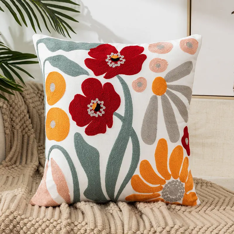 Housse de Coussin Brodée FLEURIA